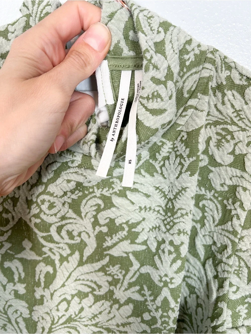By Anthropologie Puff-Sleeve Turtleneck Jacquard Top